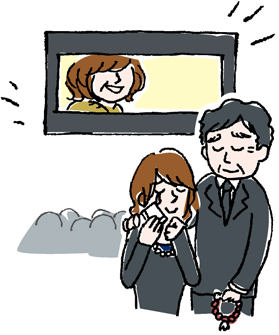葬儀会場での上映イメージ
